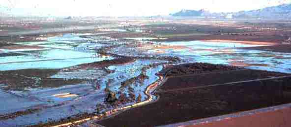 Photo: Flooding inundates large areas of Marana and unincorporated Pima County during the January 1993 event on the Lower Santa Cruz River.